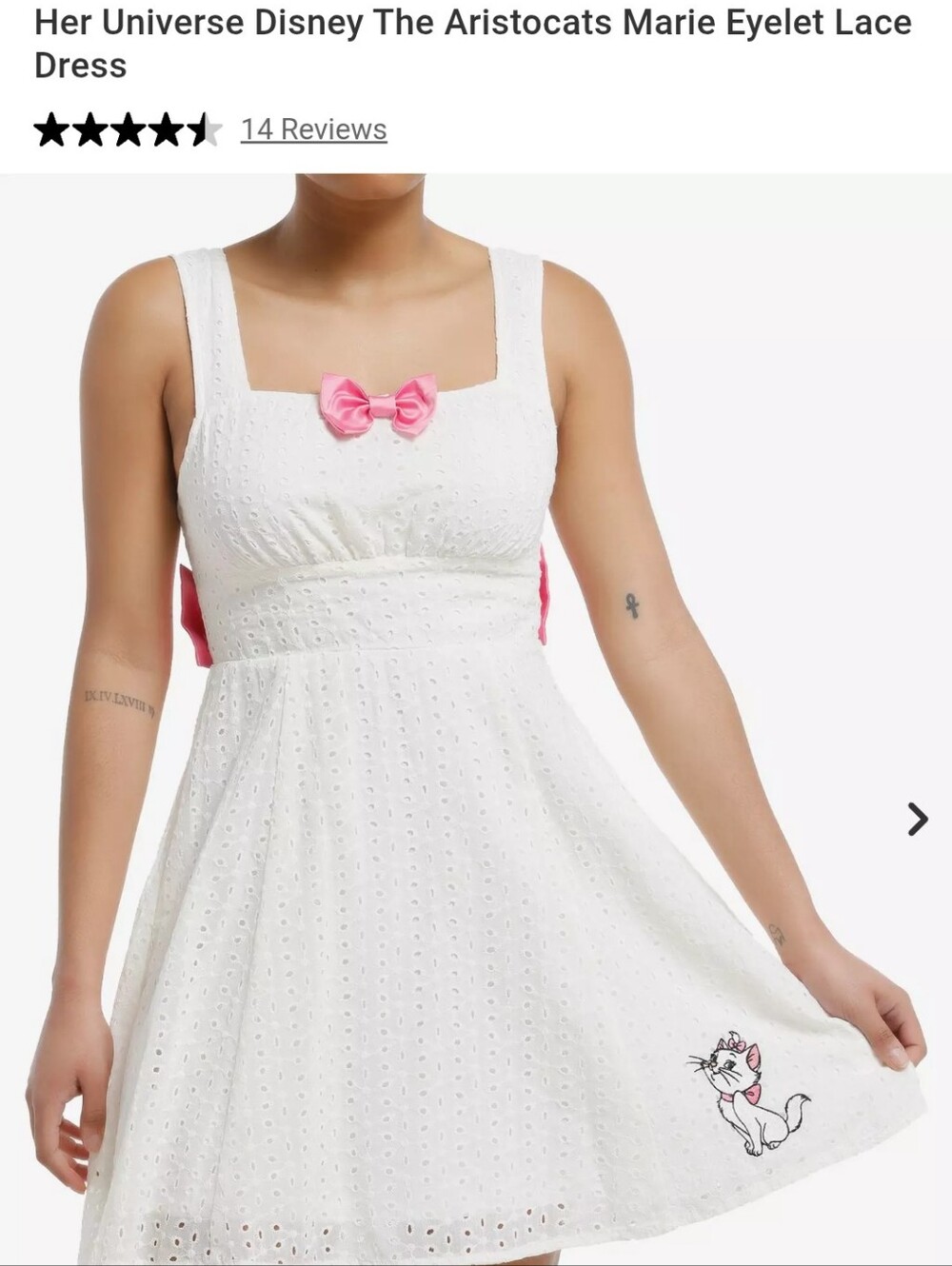 NWT Her Universe White Eyelet Lace Dress with Pink Bow - Sz 2